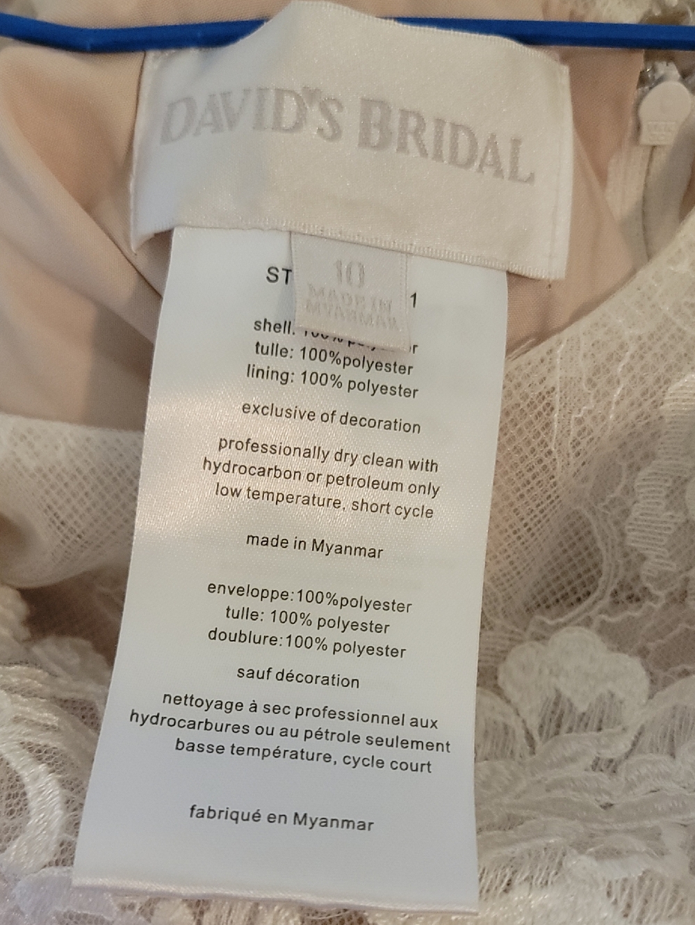 Davids Bridal Off White Floral Lace Flower Girl Dress Sz 10 Tulle Fairy Wedding - Picture 11 of 12